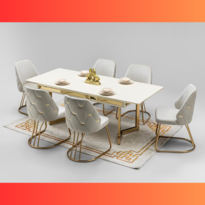 Siesta Masa Set Krem-Gold (6 Sandalyeli)