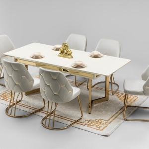 Siesta Masa Set Krem-Gold (6 Sandalyeli)