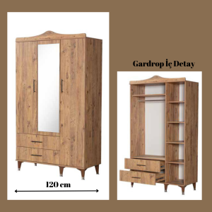 3 Kapaklı Gardrop Ceviz