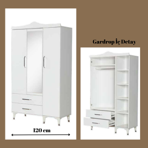 3 Kapaklı Gardrop Beyaz